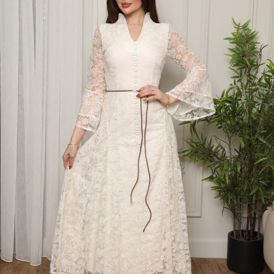 Soft off-white lace dress
