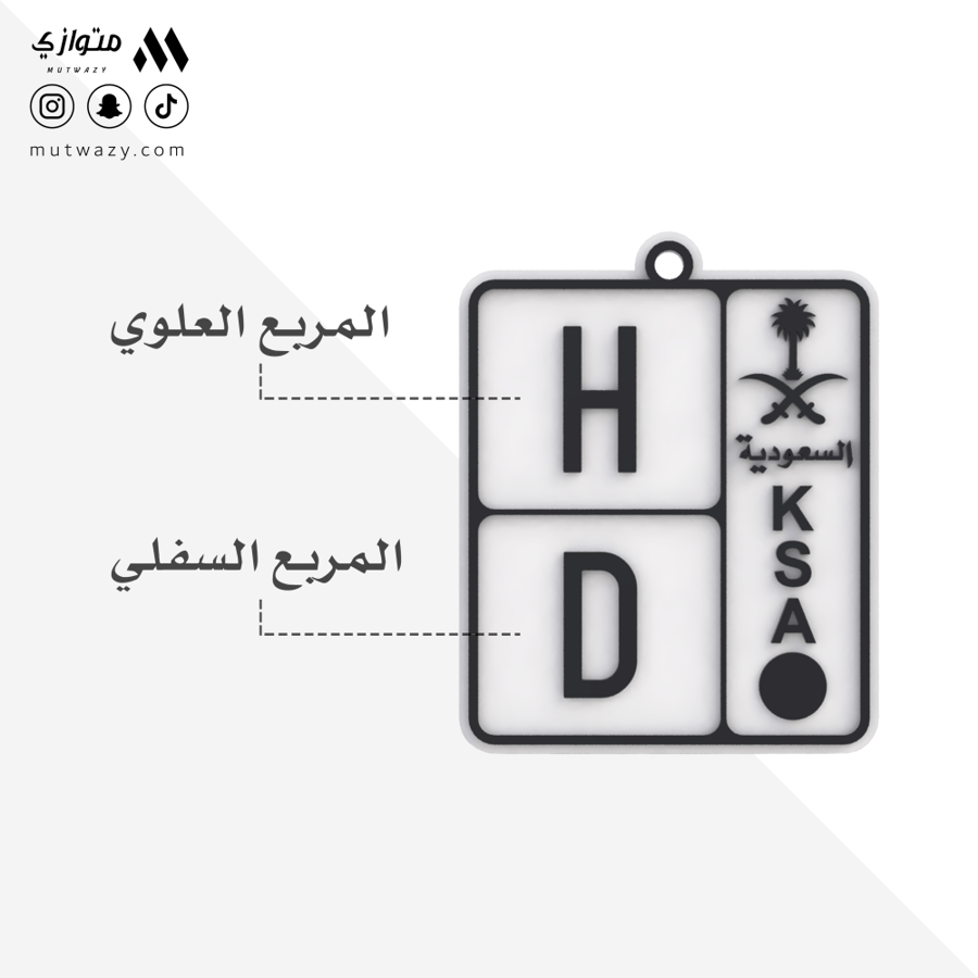تعليقة مربعة حرفين