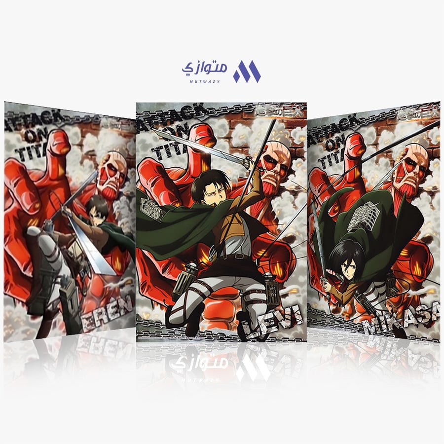 Animated 3D anime poster - Eren Mikasa Levi from Attack on Titan