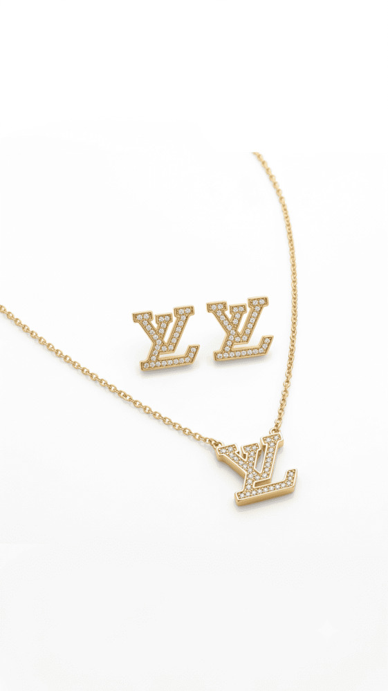طقم لويس فيتون LV مرصع بالزيركون