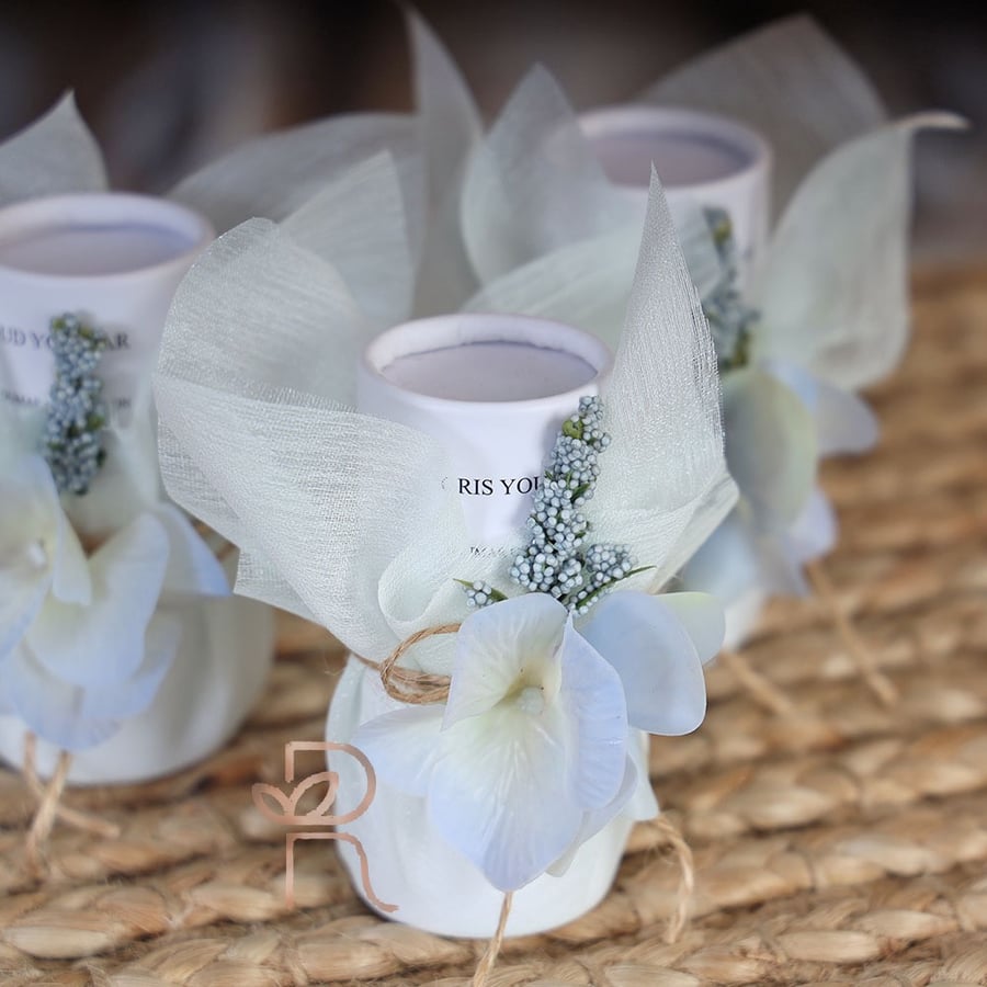 Perfume with pistachio and sky-colored packaging