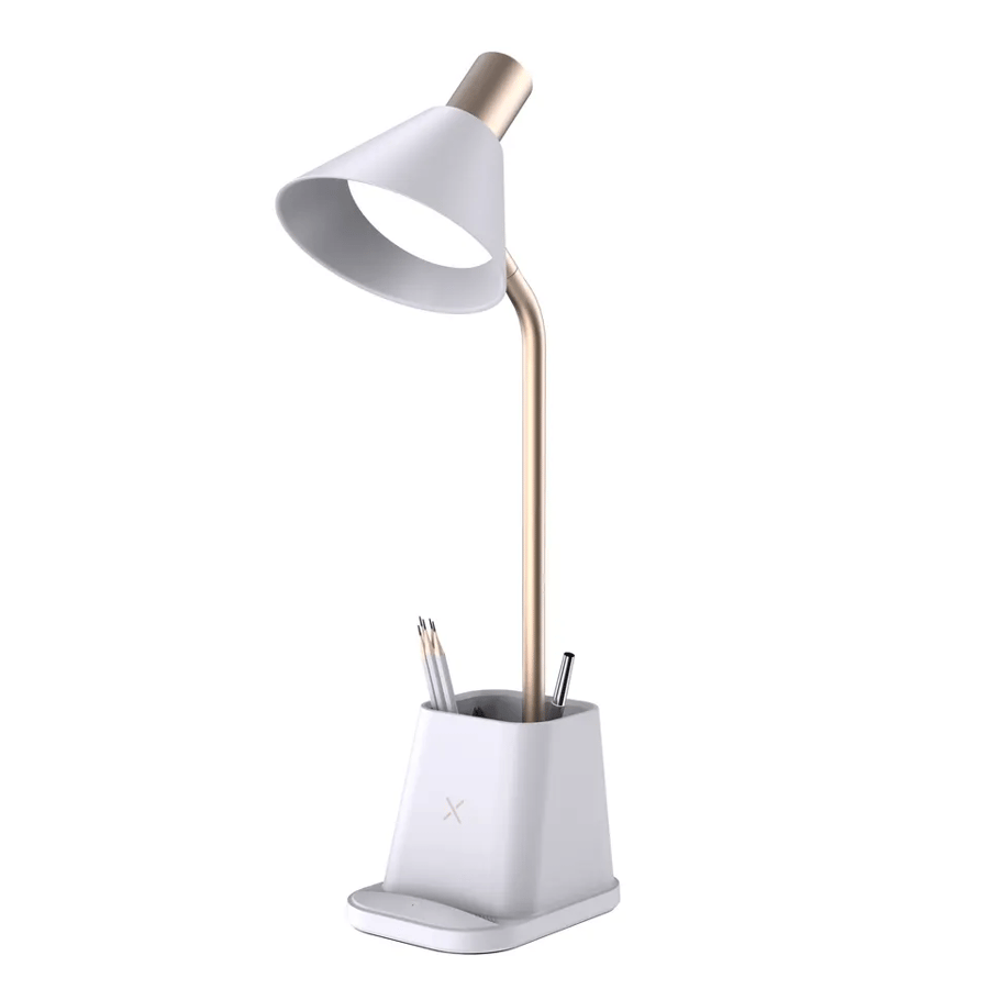 مصباح LED مع حامل للأقلام وشاحن لاسلكي