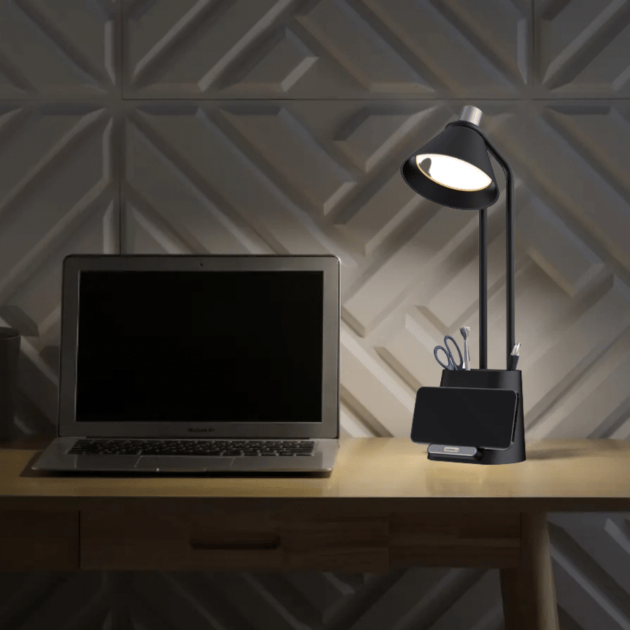 LED lamp with pen holder and wireless charger