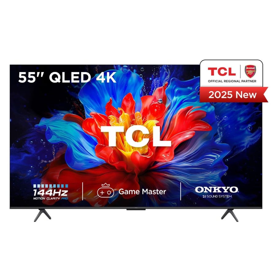 شاشة TCL 55 بوصة QLED 4K مع Google TV ومعدل تحديث 144Hz، أداء مذهل للألعاب وصورة فائقة الجودة—موديل 55P8K.