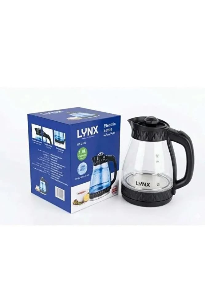 غلاية ماء لينكس زجاج اسود الجوهرة 1.8 لتر SKU: KT-2110