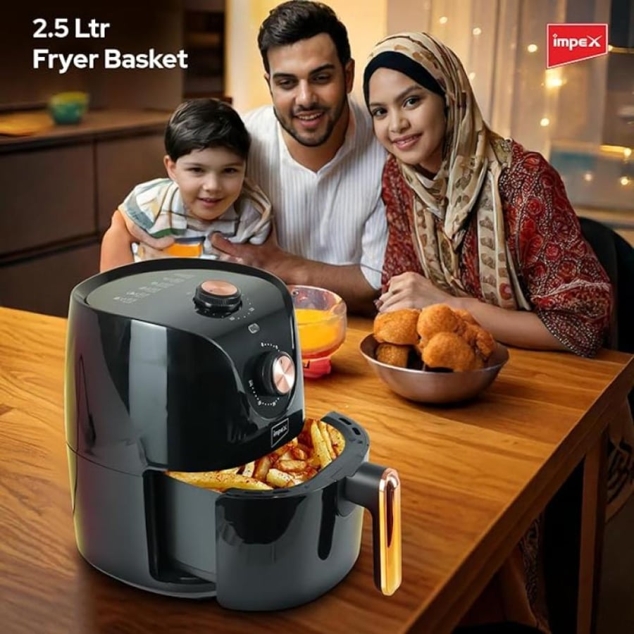امبيكس قلاية هوائية 2.5 ليتر - 1300 واط - أسود - AF 4302