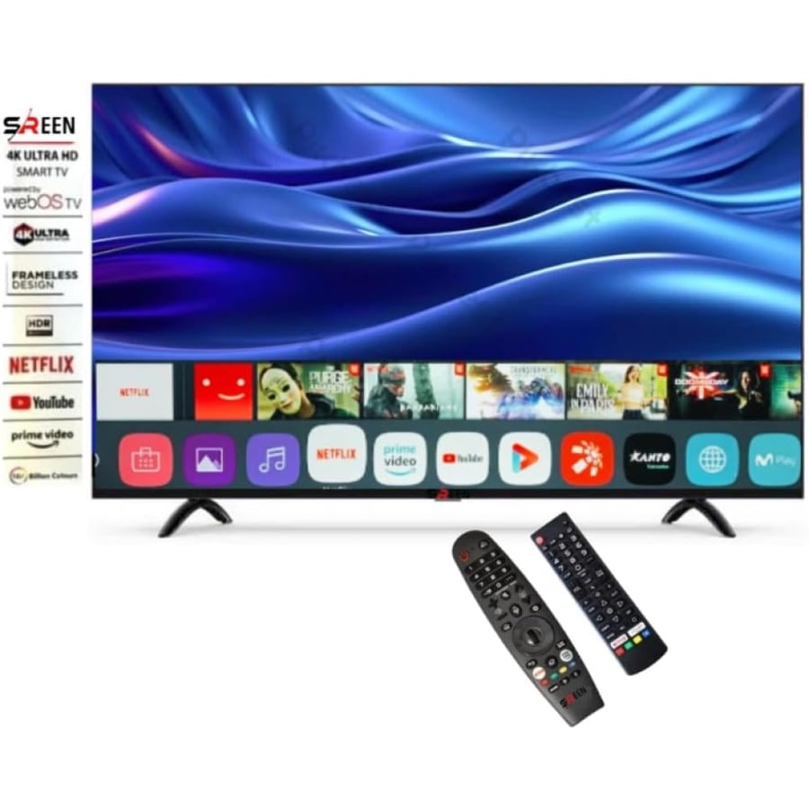 سرين شاشة تلفزيون سمارت 85 بوصة - 4K - نظام تشغيل Web OS - أسود -  SRET -85S4KW1