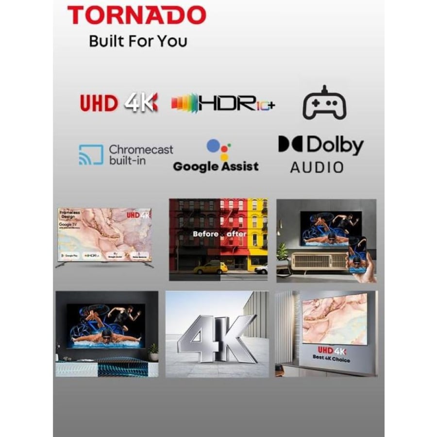تورنيدو شاشة 65 بوصة HDR 10+ جوجل سمارت 65UA5400G - UHD 4K