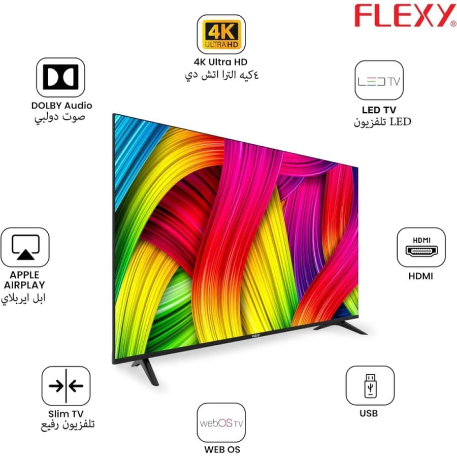 فلكسي شاشة تلفزيون 60 بوصة سمارت FX60UWEBSY - 4K UHD - WEBOS