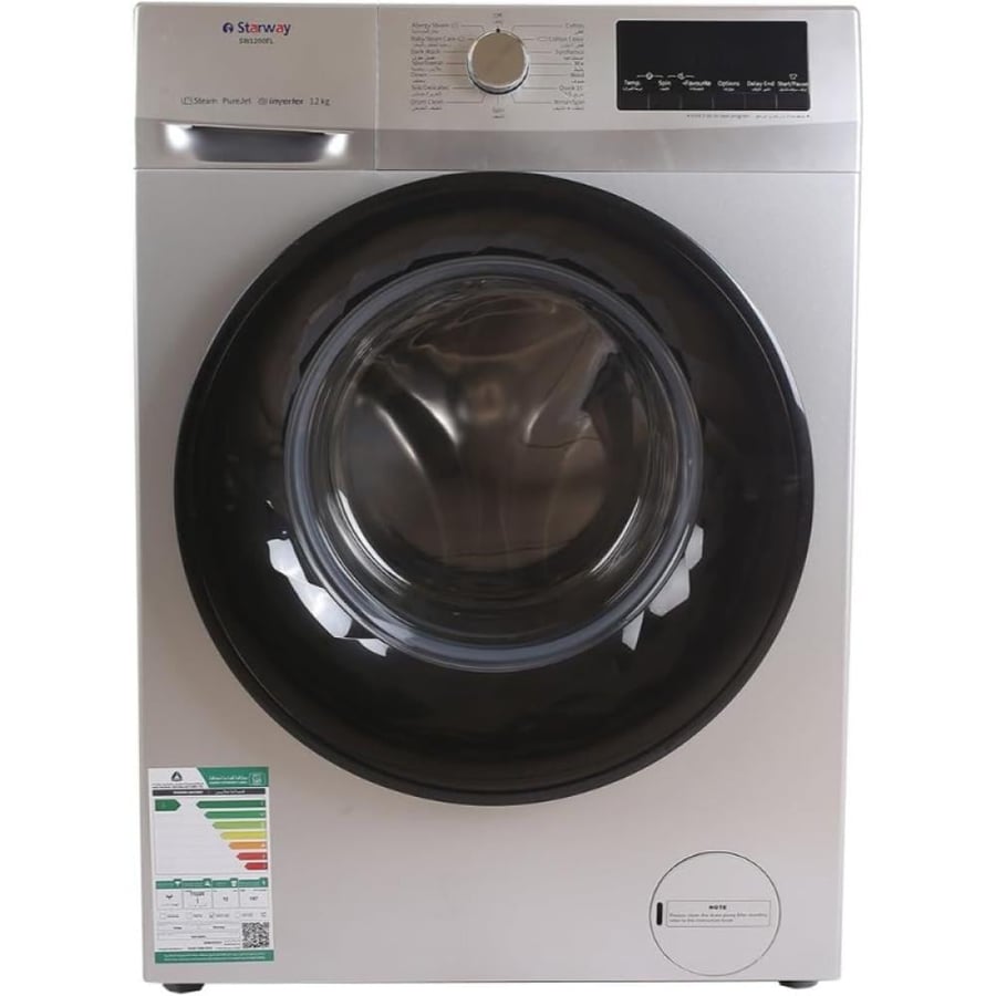 غسالة أتوماتيك تحميل أمامي ستارواي مع انفرتر - 12 كيلو - فضي - SW1200FL