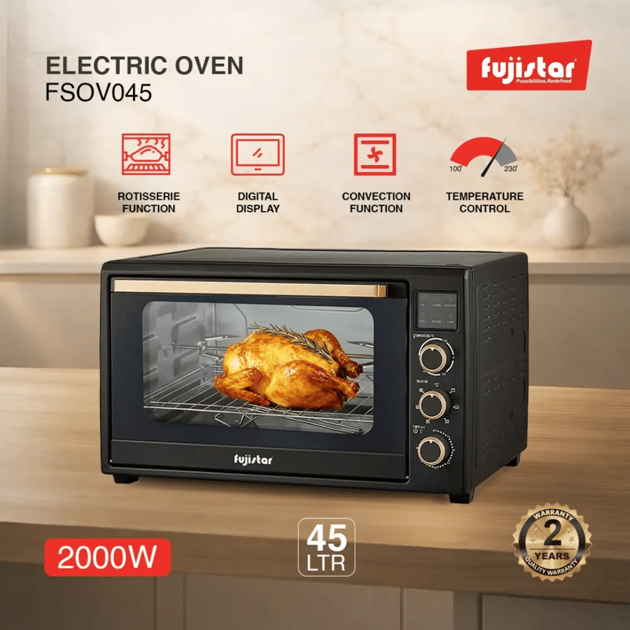 فرن كهرباء فوجستار 45 لتر 4 قطع مصباح داخلي 2000 واط موديل FSOV045