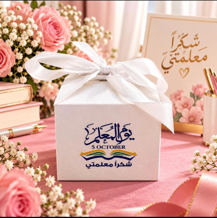 ربع كيلو شكولاتة مشكلة بعبارة شكرا معلمتي