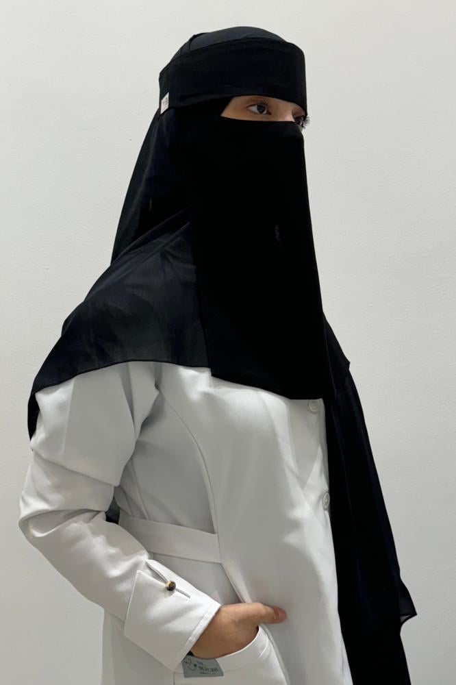 نقاب اسود طويل /قصير - white niqab