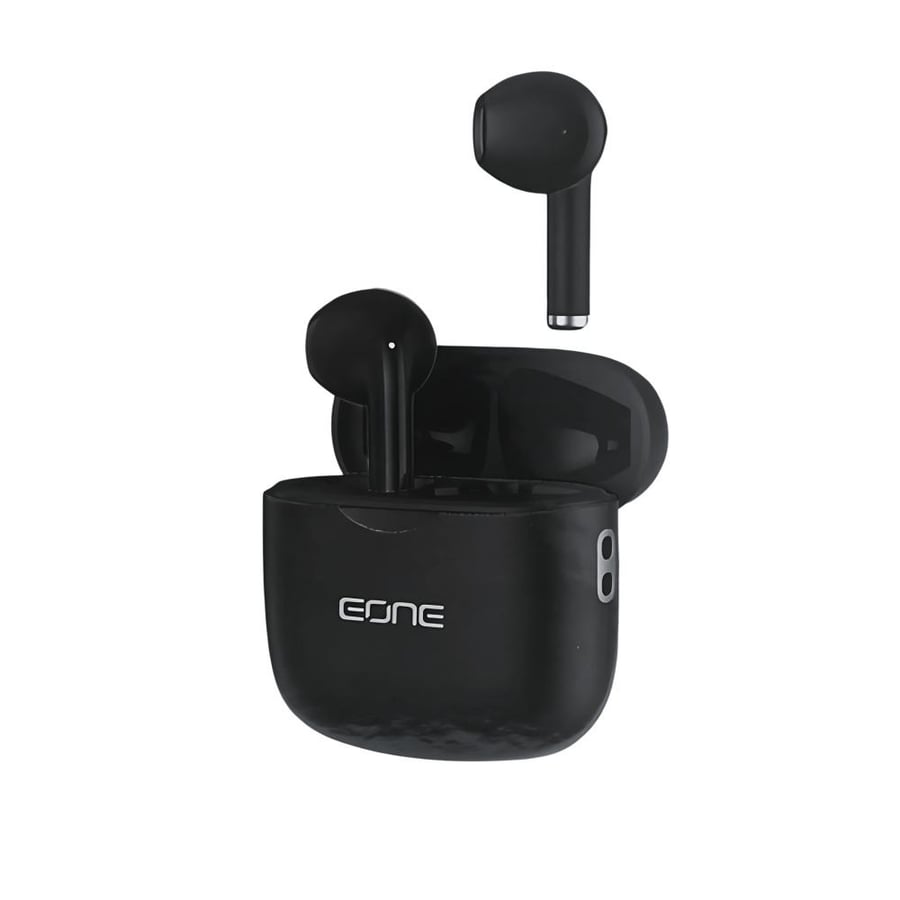 سماعة بلوتوث ايربود E-ONE أسود معتمدة من ابل واندرويد (اسود- ابيض )