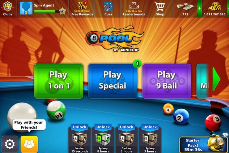 حساب 8ball pool ا + 1 مليار , لفل 65