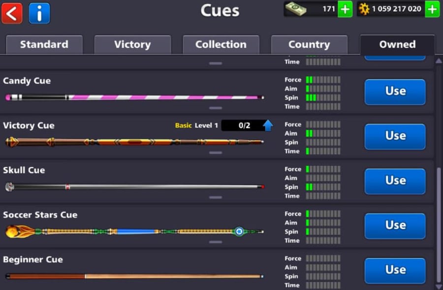 حساب 8ball pool ا + 1 مليار  , لفل 63 , سكنات عصاا