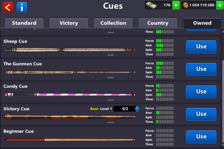 حساب 8ball pool ا + 1 مليار  , لفل 67 , سكنات عصاا