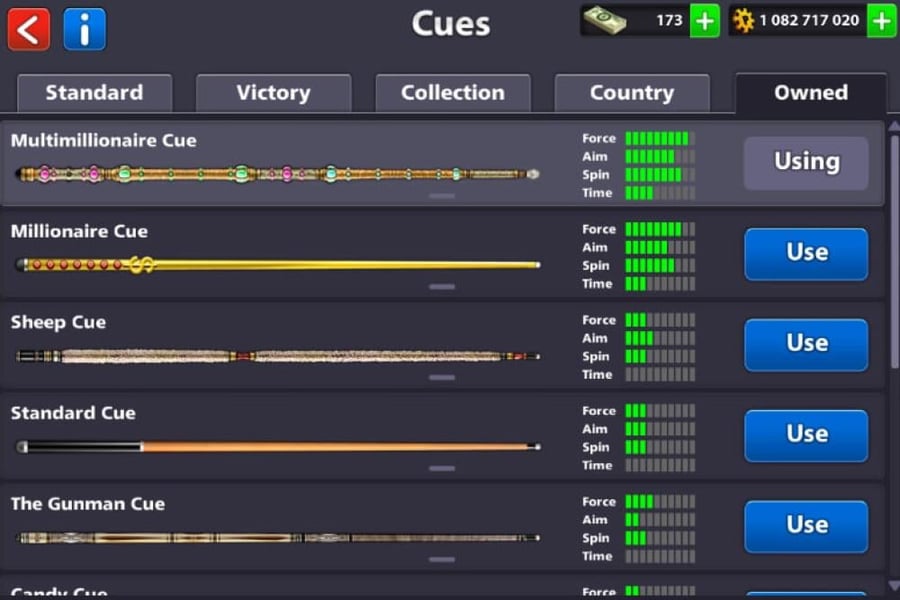 حساب 8ball pool ا + 1 مليار  , لفل 65 , سكنات عصاا