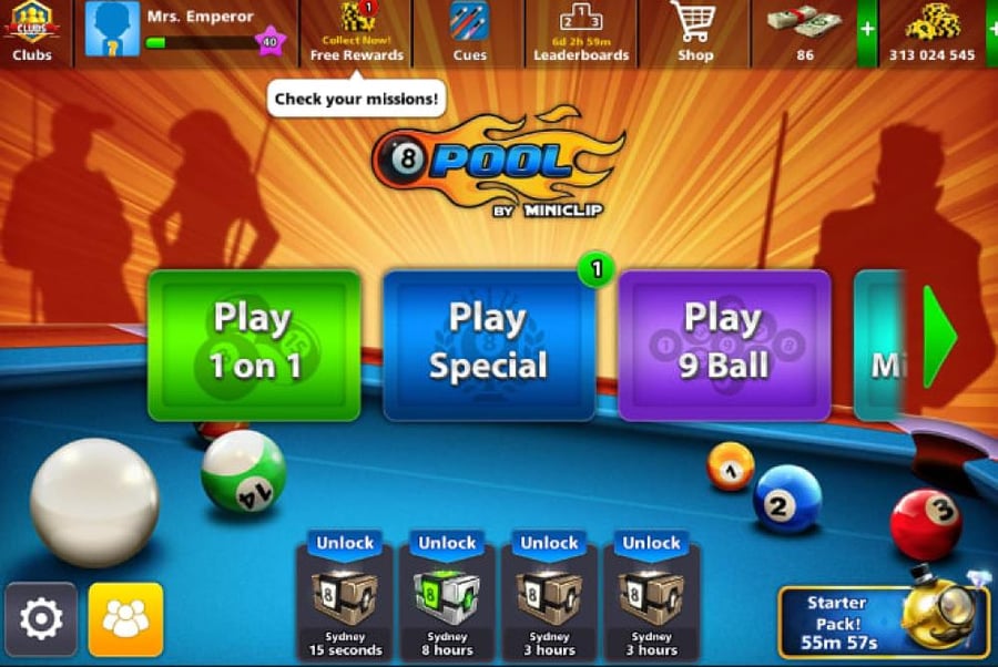 حساب 8ball pool ا + 500 مليون , لفل 41
