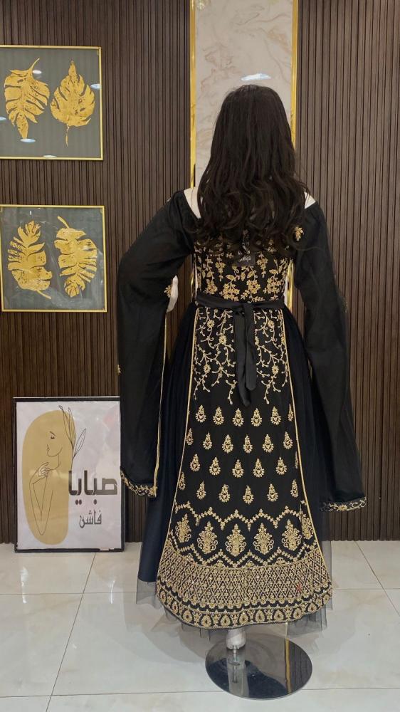 فستان غمرة تطريز راقيي اكمام