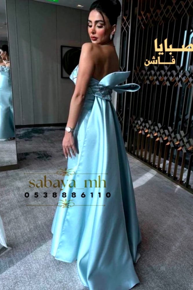 فستان سهرة بلون تيفاني أنيق