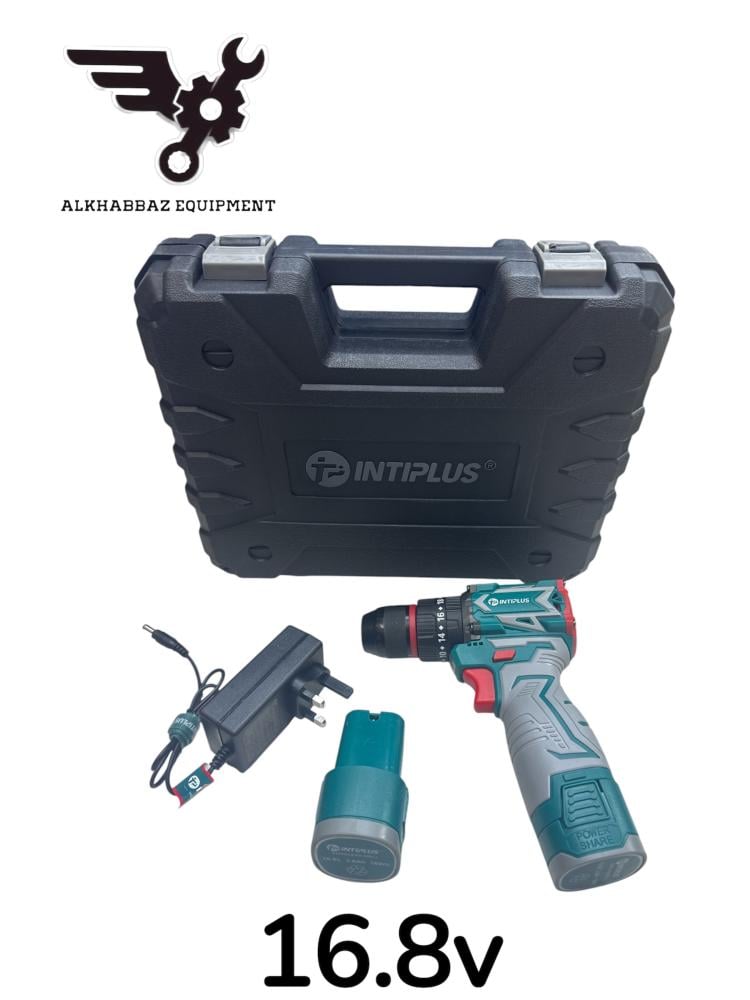 دريل شحنBRUSHLESS بطاريتبن 16.8 V ماركة intiplus   الصناعة الصين  فك وربط البراغي للخسب والحديد  ضمان تشغيلي