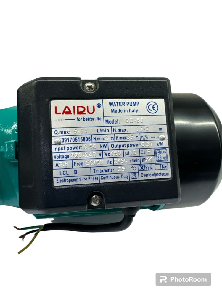 ديمونصف1/2 حصان hp كهرباء 220  ماركة LAIRU صناعة ايطالي  ضمان سنة استبدال