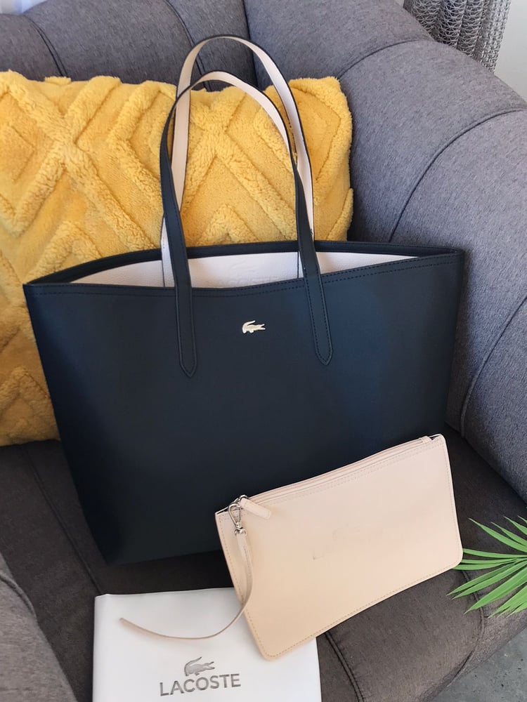 شنطة Lacoste النسائية مع المحفظة – كحلي × أحمر
