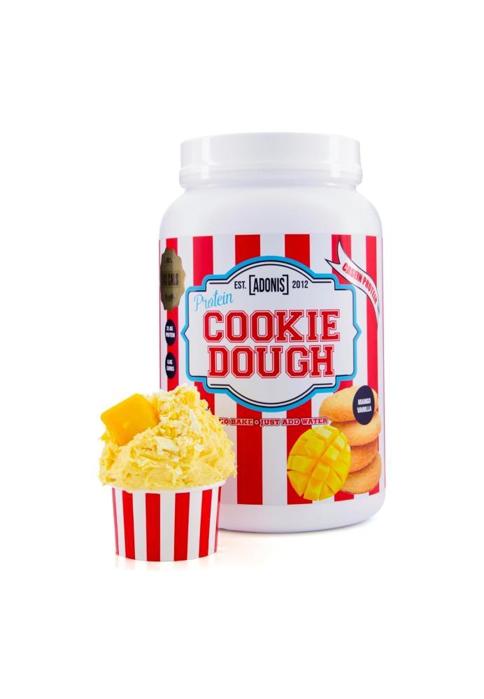 Cookie dough protein from Adonis with mango vanilla flavor