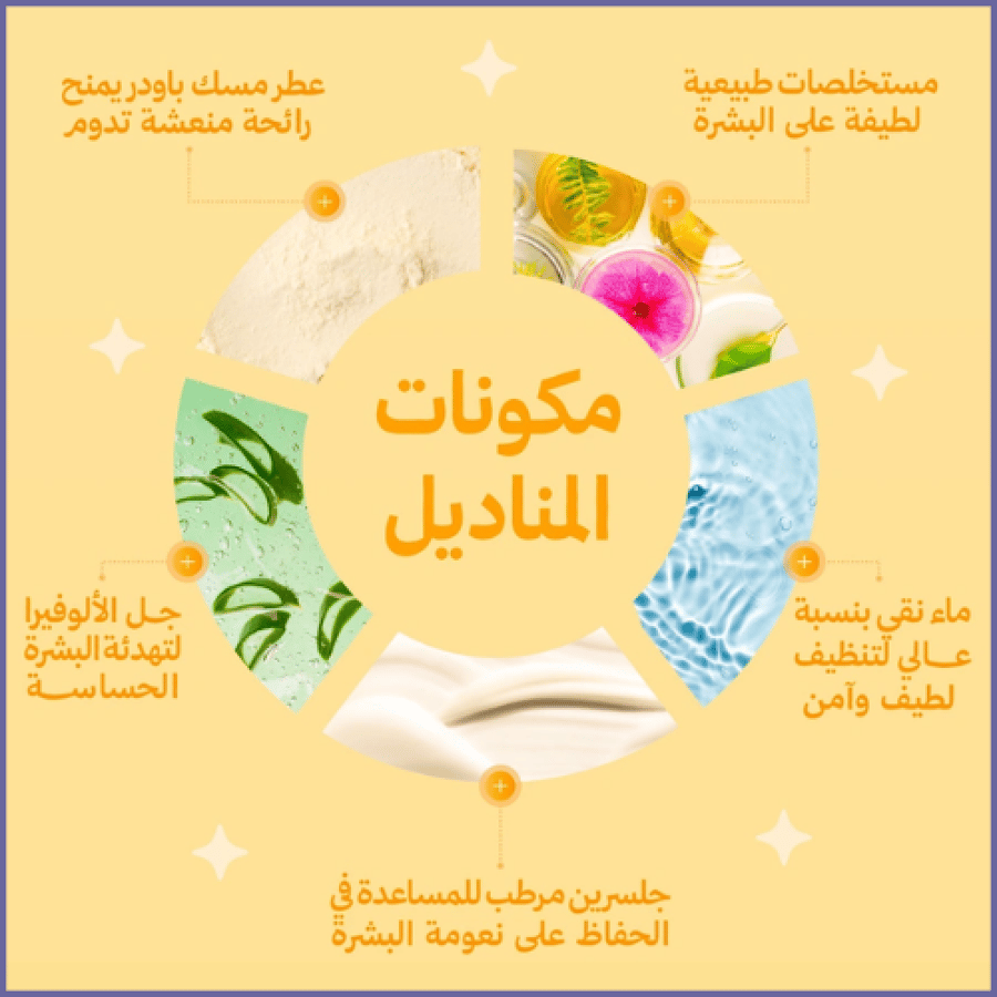 طهارة مناديل نسائية برائحة المسك + باودر - 20 قطعة