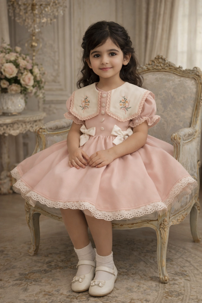 فستان بياقة مع تطريز
