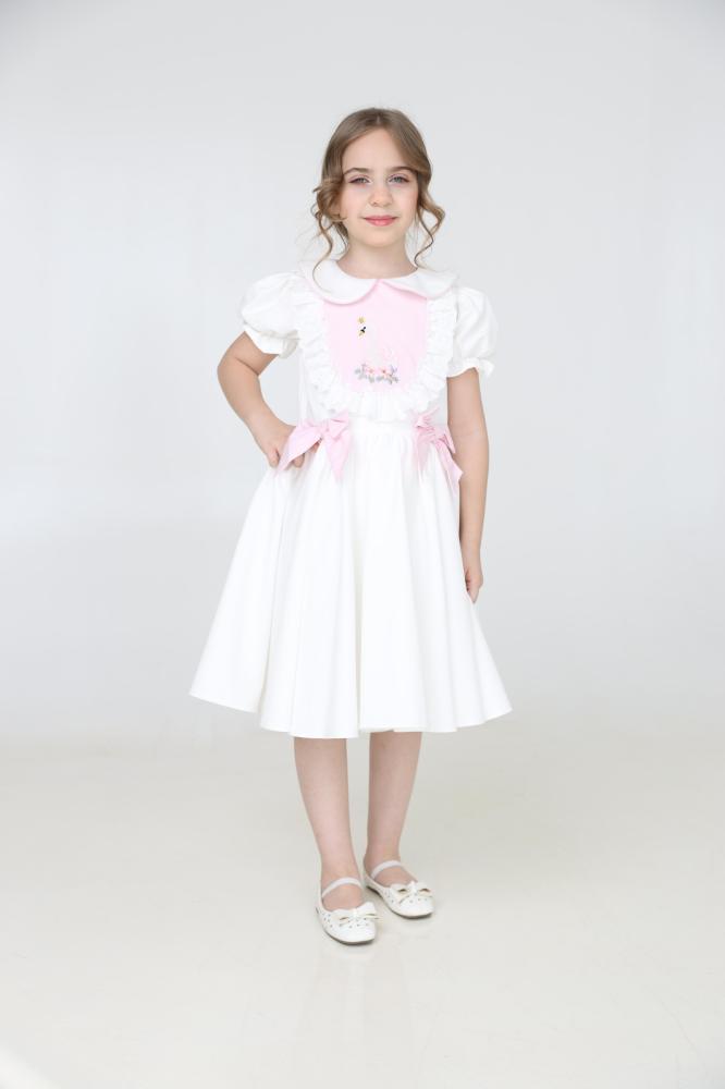 Soft dress with embroidery on the chest + hair bow