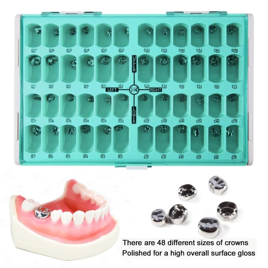 DENTAL SHINHUNG STAINLESS STEEL KIDS CROWN KIT 48 CROWNS