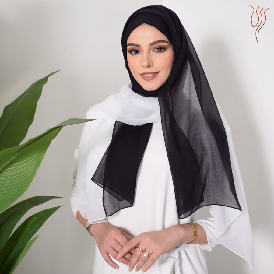 طرحة بوال لونين أسود وأبيض طبقة واحدة