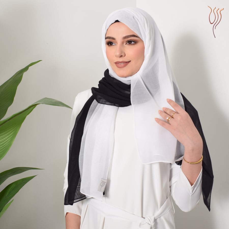 طرحة بوال لونين أسود وأبيض طبقة واحدة