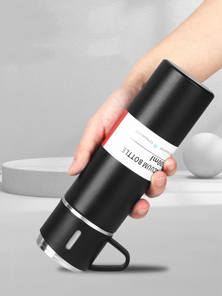 ترمس مطارة حافظ للحرارة 500 مللي Vacuum Flask Set - اسود