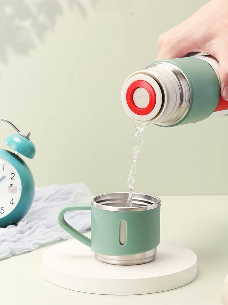 ترمس مطارة حافظ للحرارة 500 مللي Vacuum Flask Set - اخضر