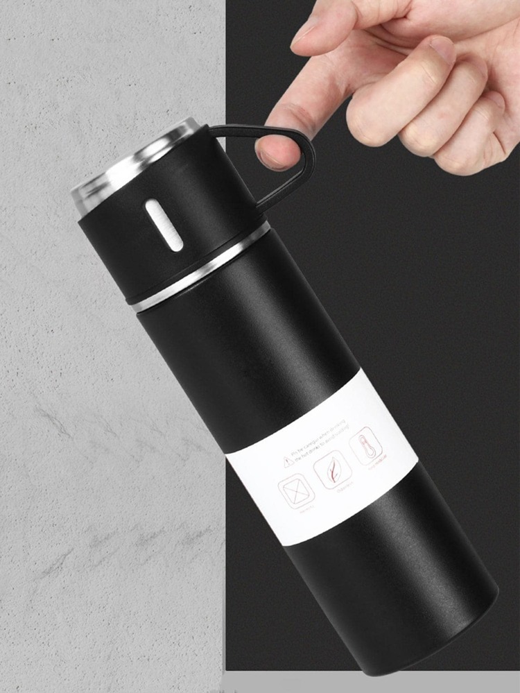ترمس مطارة حافظ للحرارة 500 مللي Vacuum Flask Set - اسود