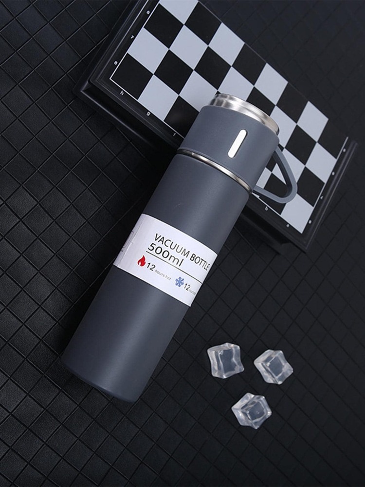 ترمس مطارة حافظ للحرارة 500 مللي Vacuum Flask Set - رمادي