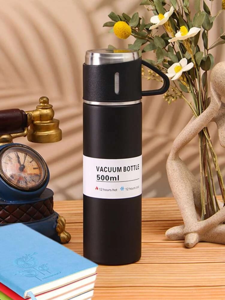 ترمس مطارة حافظ للحرارة 500 مللي Vacuum Flask Set - اسود