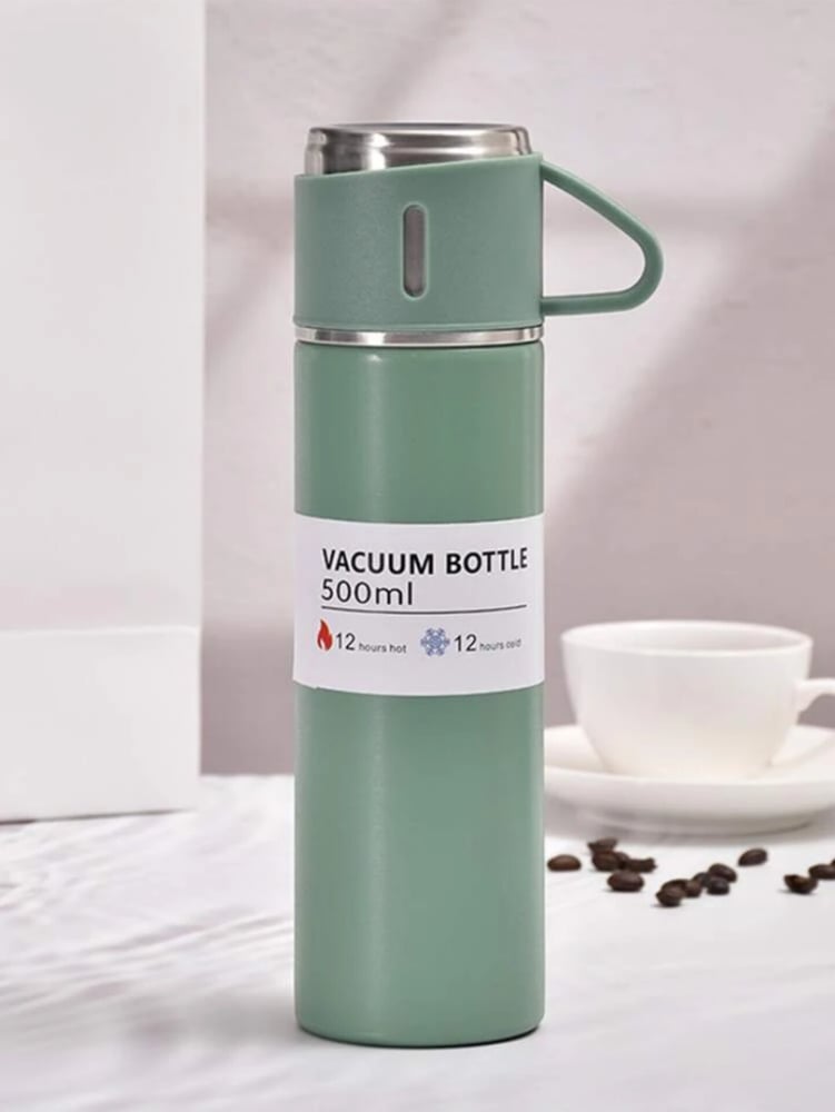 ترمس مطارة حافظ للحرارة 500 مللي Vacuum Flask Set - اخضر