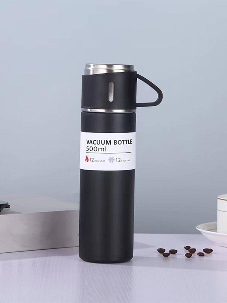 ترمس مطارة حافظ للحرارة 500 مللي Vacuum Flask Set - اسود