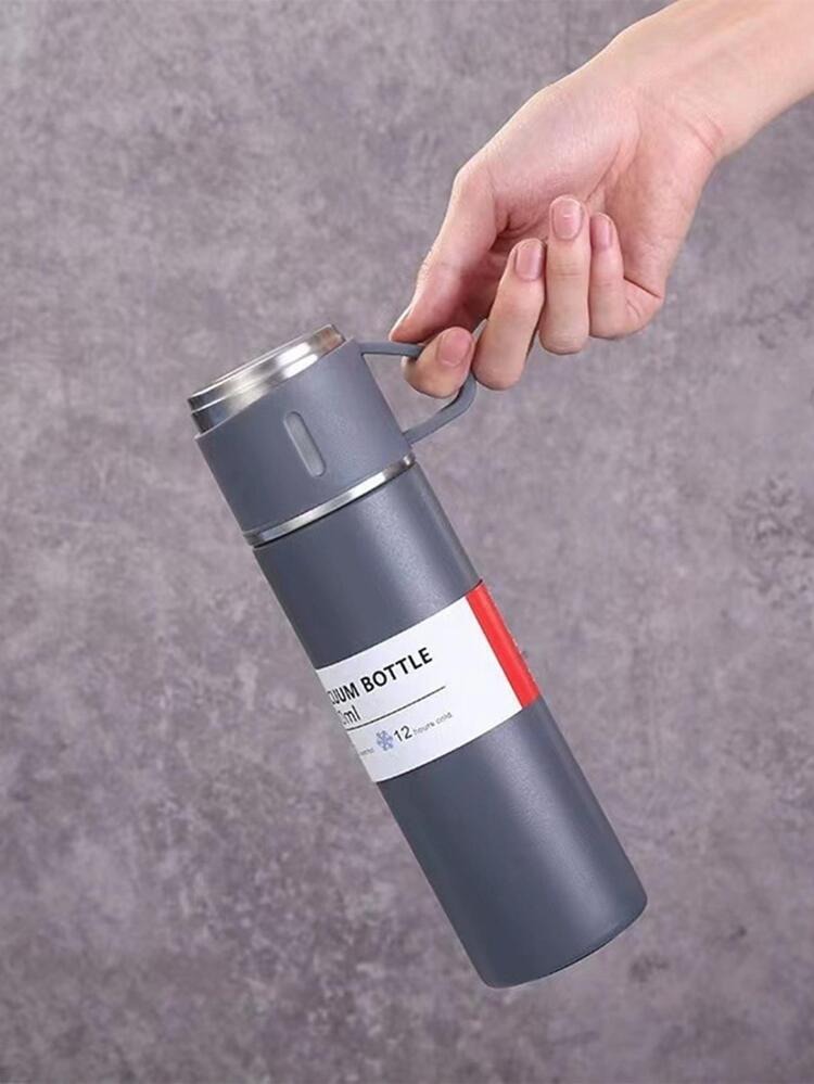 ترمس مطارة حافظ للحرارة 500 مللي Vacuum Flask Set - رمادي
