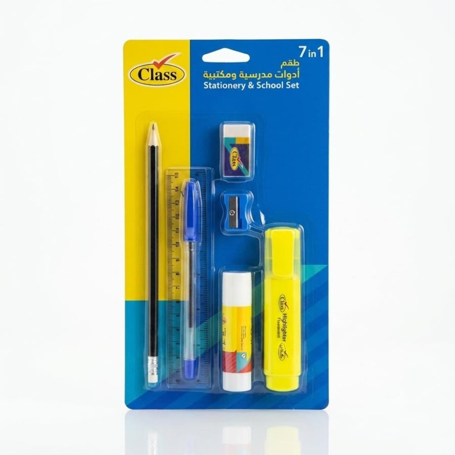 كلاس مجموعة ادوات مدرسية 7 قطع CL-137744