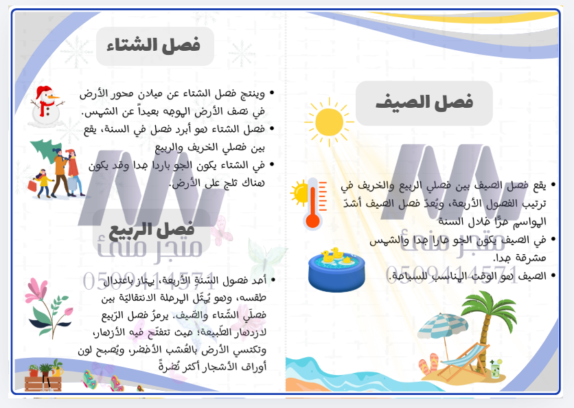 الفصول الاربعة الصف ثاني ابتدائي
