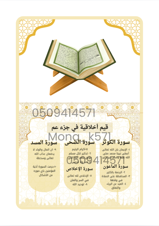 قيم اخلاقية من جزء عم
