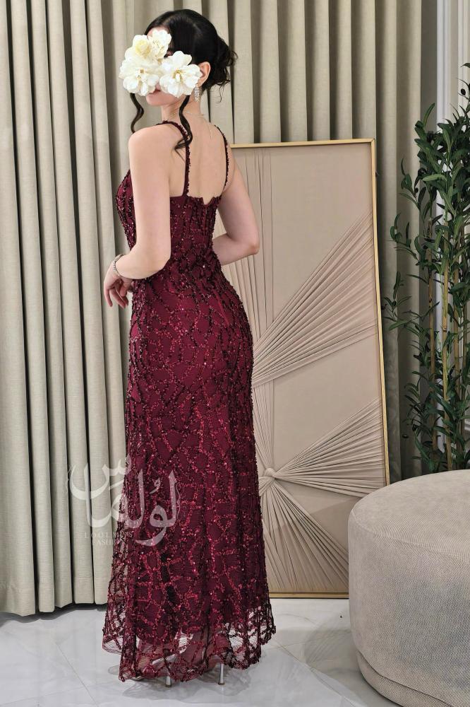 فستان سهره توب بالحبال لون برغندي