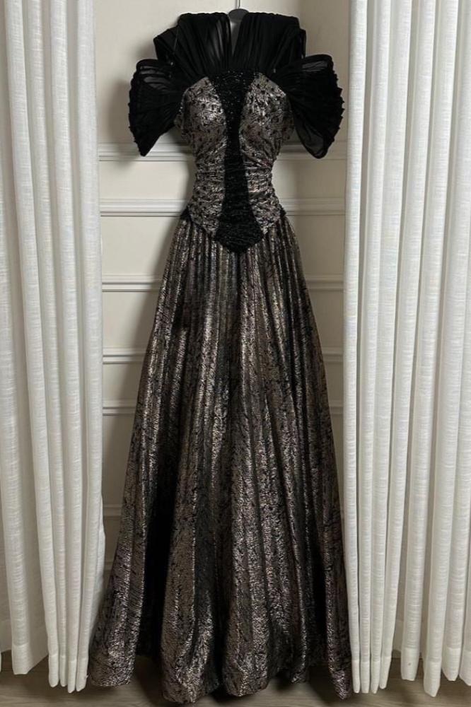 Evening dress off shoulder black color