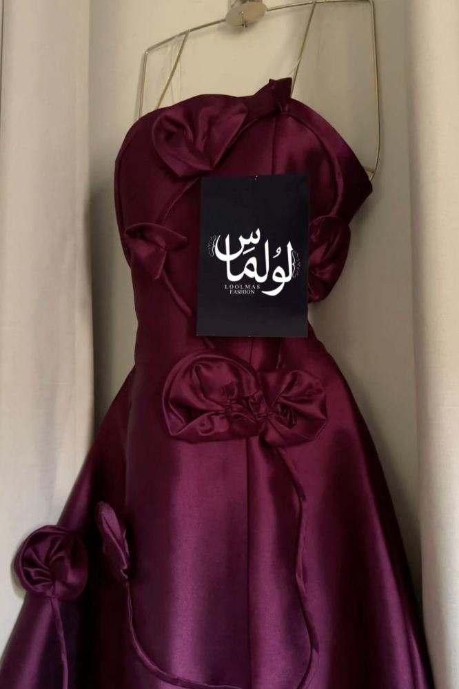 فستان سهره توب مزين بورود لون خمري