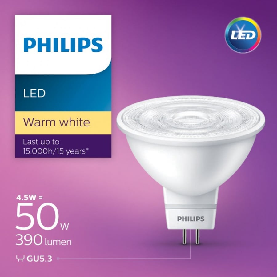 اسبوت (ليد)  قاعدة دبوس MR16 اصفر 4.5 واط مباشر - PHI-929001874068